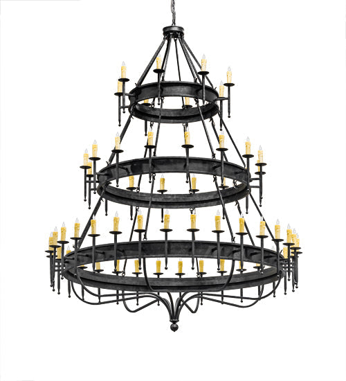 Meyda Lighting Marta 96" 56-Light 3-Tier Smoke Chandelier With Ivory Faux Candlelight
