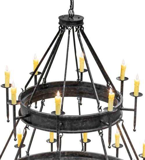 Meyda Lighting Marta 96" 56-Light 3-Tier Smoke Chandelier With Ivory Faux Candlelight