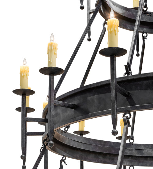Meyda Lighting Marta 96" 56-Light 3-Tier Smoke Chandelier With Ivory Faux Candlelight
