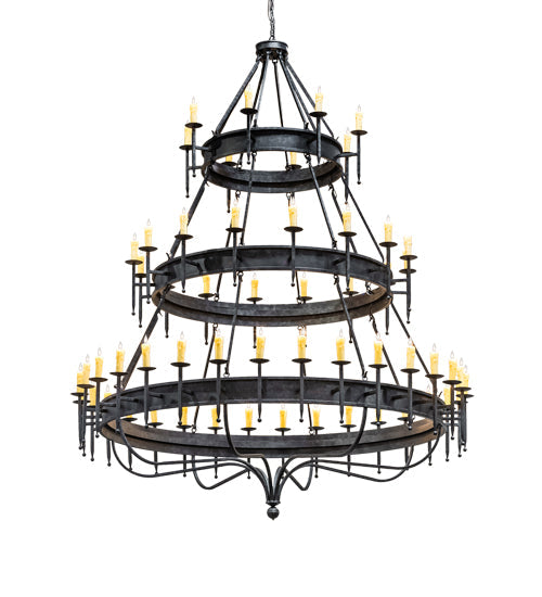 Meyda Lighting Marta 96" 56-Light 3-Tier Smoke Chandelier With Ivory Faux Candlelight