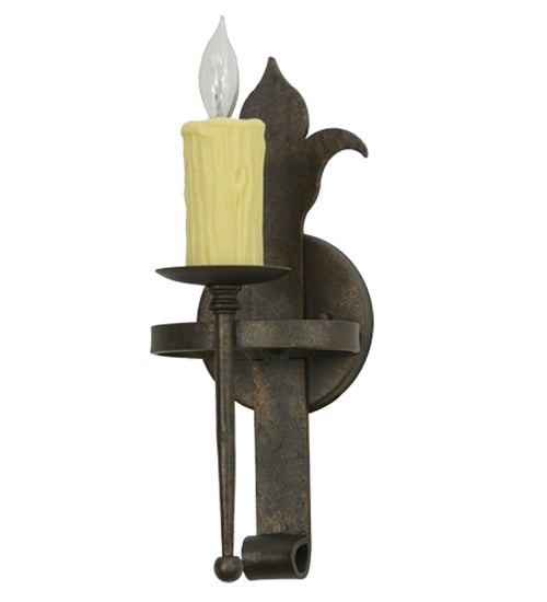 Meyda Lighting Marthe 6" Gilded Tobacco Calandra Wall Sconce With Ivory Faux Candlelight
