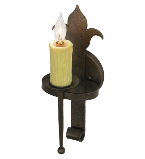 Meyda Lighting Marthe 6" Gilded Tobacco Calandra Wall Sconce With Ivory Faux Candlelight