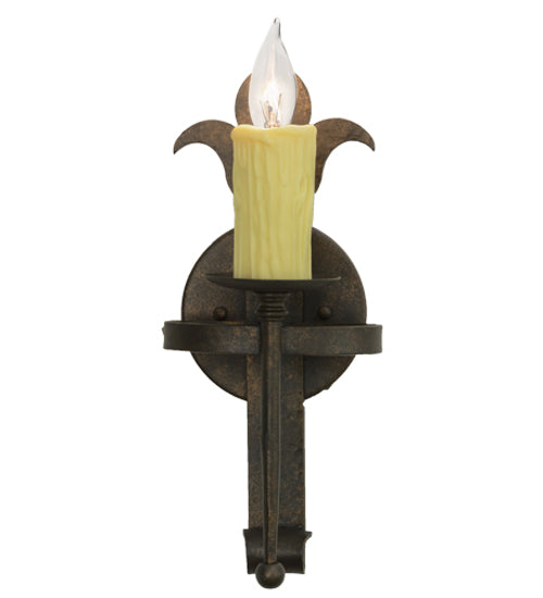 Meyda Lighting Marthe 6" Gilded Tobacco Calandra Wall Sconce With Ivory Faux Candlelight