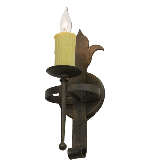 Meyda Lighting Marthe 6" Gilded Tobacco Calandra Wall Sconce With Ivory Faux Candlelight