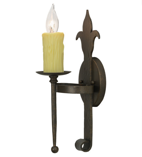 Meyda Lighting Marthe 6" Gilded Tobacco Calandra Wall Sconce With Ivory Faux Candlelight