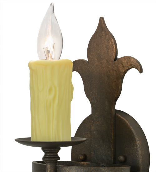 Meyda Lighting Marthe 6" Gilded Tobacco Calandra Wall Sconce With Ivory Faux Candlelight