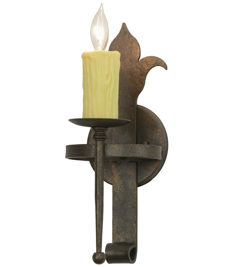 Meyda Lighting Marthe 6" Gilded Tobacco Calandra Wall Sconce With Ivory Faux Candlelight