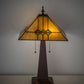Meyda Lighting Martini Mission 24" 2-Light Mahogany Bronze Table Lamp With Amber and Green Shade Glass