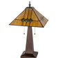 Meyda Lighting Martini Mission 24" 2-Light Mahogany Bronze Table Lamp With Amber and Green Shade Glass