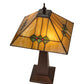 Meyda Lighting Martini Mission 24" 2-Light Mahogany Bronze Table Lamp With Amber and Green Shade Glass