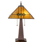 Meyda Lighting Martini Mission 24" 2-Light Mahogany Bronze Table Lamp With Amber and Green Shade Glass