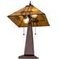 Meyda Lighting Martini Mission 24" 2-Light Mahogany Bronze Table Lamp With Amber and Green Shade Glass
