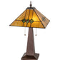 Meyda Lighting Martini Mission 24" 2-Light Mahogany Bronze Table Lamp With Amber and Green Shade Glass