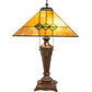 Meyda Lighting Martini Mission 26" 2-Light Mahogany Bronze Table Lamp With Multi-Colored Shade Glass