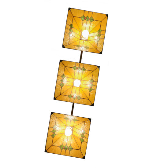 Meyda Lighting Martini Mission 47" 3-Light Oil Rubbed Bronze Island Pendant Light With Yellow and Green Shade Glass
