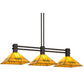 Meyda Lighting Martini Mission 47" 3-Light Oil Rubbed Bronze Island Pendant Light With Yellow and Green Shade Glass