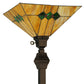 Meyda Lighting Martini Mission 62" Mahogany Bronze Torchiere Floor Lamp With Amber and Green Shade Glass