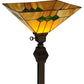 Meyda Lighting Martini Mission 62" Mahogany Bronze Torchiere Floor Lamp With Amber and Green Shade Glass