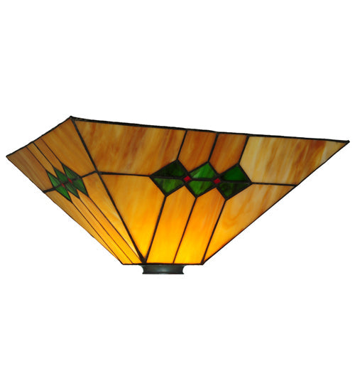 Meyda Lighting Martini Mission 62" Mahogany Bronze Torchiere Floor Lamp With Amber and Green Shade Glass