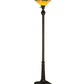 Meyda Lighting Martini Mission 62" Mahogany Bronze Torchiere Floor Lamp With Amber and Green Shade Glass