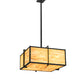 Meyda Lighting Martis 24"Sq 4-Light Textured Black Inverted Pendant Light With Travertine Idalight Shade