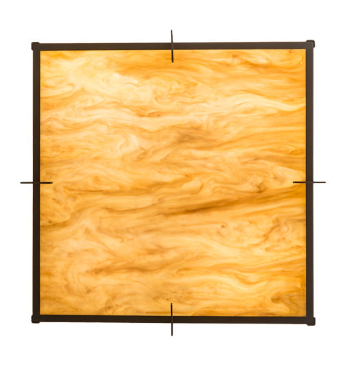 Meyda Lighting Martis 24"Sq 4-Light Textured Black Inverted Pendant Light With Travertine Idalight Shade