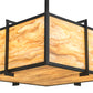 Meyda Lighting Martis 24"Sq 4-Light Textured Black Inverted Pendant Light With Travertine Idalight Shade