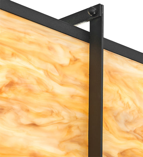 Meyda Lighting Martis 24"Sq 4-Light Textured Black Inverted Pendant Light With Travertine Idalight Shade