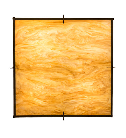 Meyda Lighting Martis 30"Sq 4-Light Textured Black Inverted Pendant Light With Travertine Idalight Shade