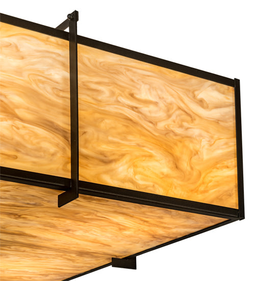 Meyda Lighting Martis 30"Sq 4-Light Textured Black Inverted Pendant Light With Travertine Idalight Shade
