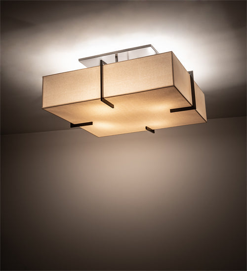Meyda Lighting Martis 56" 8-Light Timeless Bronze Flush Mount Light With Beige Fabric Shade
