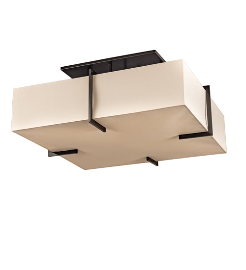 Meyda Lighting Martis 56" 8-Light Timeless Bronze Flush Mount Light With Beige Fabric Shade