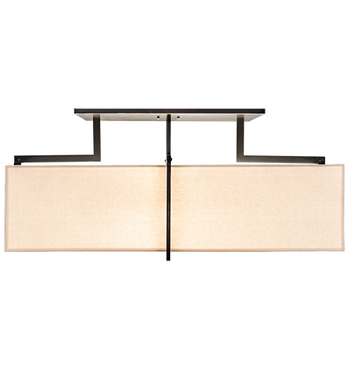 Meyda Lighting Martis 56" 8-Light Timeless Bronze Flush Mount Light With Beige Fabric Shade