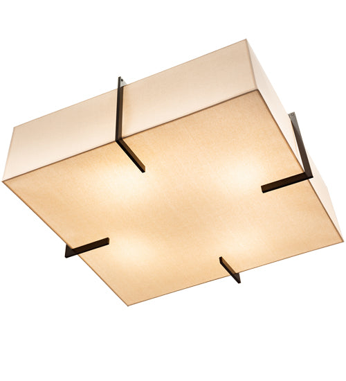 Meyda Lighting Martis 56" 8-Light Timeless Bronze Flush Mount Light With Beige Fabric Shade