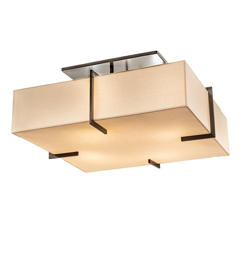 Meyda Lighting Martis 56" 8-Light Timeless Bronze Flush Mount Light With Beige Fabric Shade