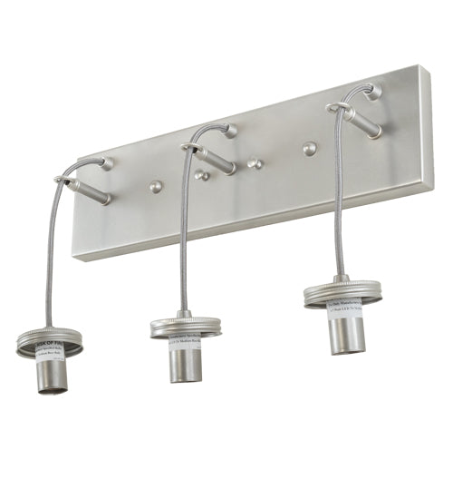 Meyda Lighting Mason Jar 18" 3-Light Nickel Vanity Light With Clear Jar Shade Glass