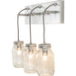 Meyda Lighting Mason Jar 18" 3-Light Nickel Vanity Light With Clear Jar Shade Glass