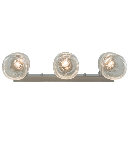 Meyda Lighting Mason Jar 18" 3-Light Nickel Vanity Light With Clear Jar Shade Glass