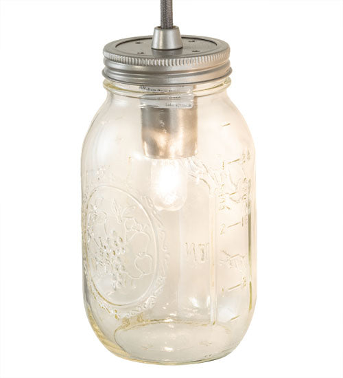 Meyda Lighting Mason Jar 18" 3-Light Nickel Vanity Light With Clear Jar Shade Glass
