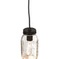 Meyda Lighting Mason Jar 4" Black Textured Mini Pendant Light With Clear Jar Shade Glass