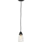 Meyda Lighting Mason Jar 4" Textured Black Mini Pendant Light With Clear Shade Glass