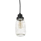 Meyda Lighting Mason Jar 4" Textured Black Mini Pendant Light With Clear Shade Glass