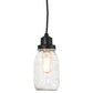Meyda Lighting Mason Jar 4" Textured Black Mini Pendant Light With Clear Shade Glass