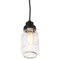 Meyda Lighting Mason Jar 4" Textured Black Mini Pendant Light With Clear Shade Glass