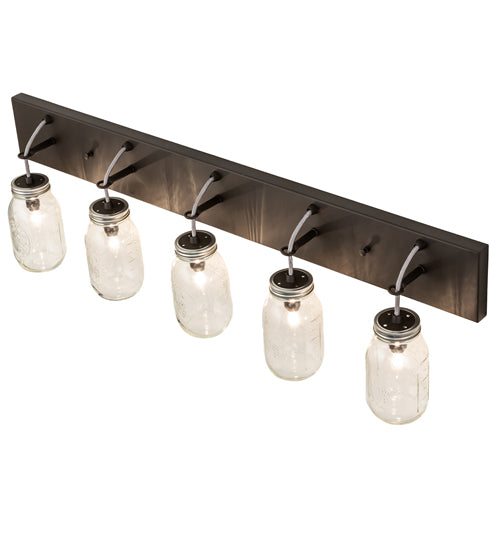 Meyda Lighting Mason Jar 40" 5-Light Oil Rubbed Bronze Vanity Light With Clear Shade Glass