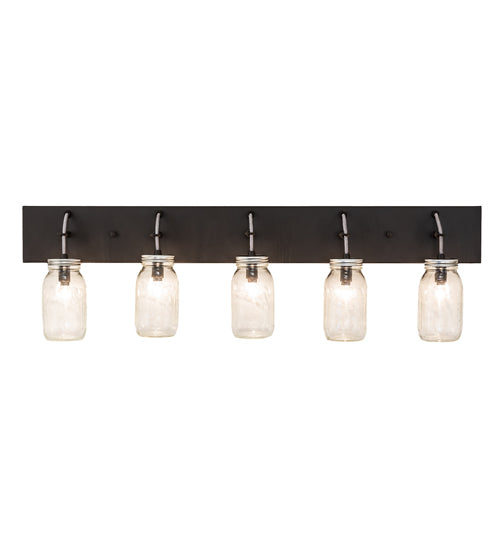 Meyda Lighting Mason Jar 40" 5-Light Oil Rubbed Bronze Vanity Light With Clear Shade Glass