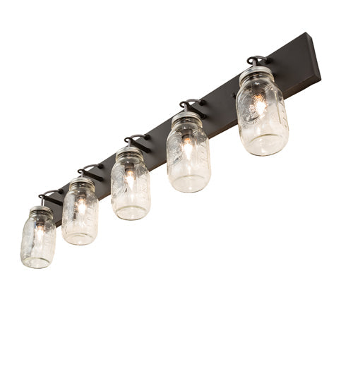 Meyda Lighting Mason Jar 40" 5-Light Oil Rubbed Bronze Vanity Light With Clear Shade Glass