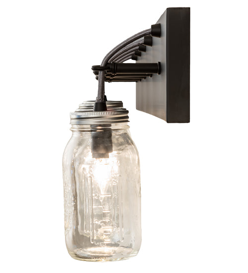 Meyda Lighting Mason Jar 40" 5-Light Oil Rubbed Bronze Vanity Light With Clear Shade Glass