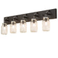 Meyda Lighting Mason Jar 40" 5-Light Oil Rubbed Bronze Vanity Light With Clear Shade Glass