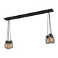 Meyda Lighting Mason Jar 48" 6-Light Textured Black Island Pendant Light With Clear Mason Jar Shade Glass